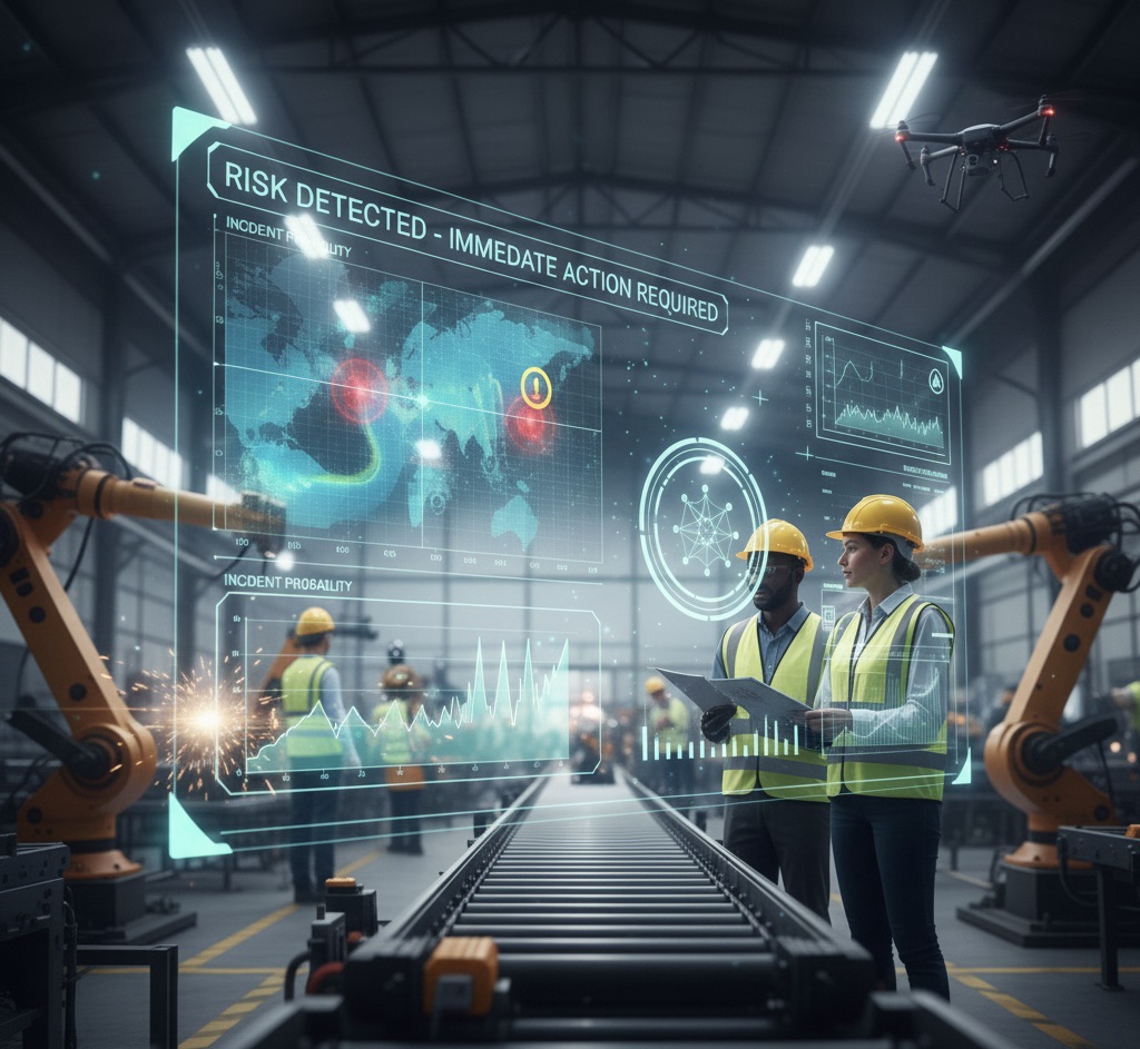 AI-powered safety monitoring and risk detection system for industrial and workplace safety management